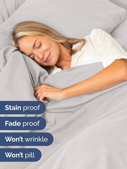 Extra Deep Queen Sheet Set - 6 Piece Breathable and Cooling Sheets - Hotel Luxury Bed Sheets Set - Easy Fit - Soft, Wrinkle Free and Comfy Sheets Set - French Grey Sheet Set with Extra Deep Pockets
