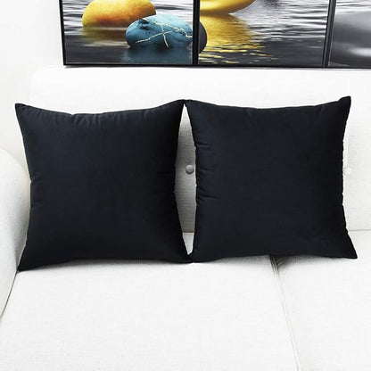 Artaimee Black Velvet Throw Pillow Covers 18x18 Inch, Pack of 2 – Soft Decorative Cushion Cases for Sofa, Couch, Bed & Living Room Décor, Double-Sided Plush Square Pillowcases 45x45 cm
