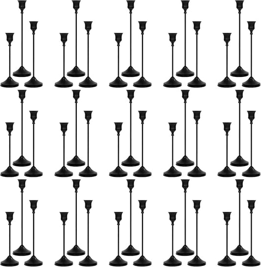 Candlestick Holders 45 PCS, Metal Taper Candle Holder, Matte Black Candle Holders for Pillar Candles, Vintage Dining Table Centerpiece Decorations for Wedding Party Christmas Halloween Decor