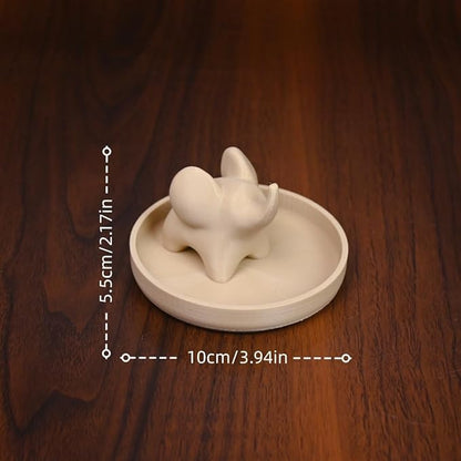 Marble Pattern Baby Elephant Ring Tray | 3D Printed Resin Desk Organizer & Jewelry Dish | Cute Home Decor for Women, Unique Gift for Her, Christmas, Birthday (Apricot elephant)