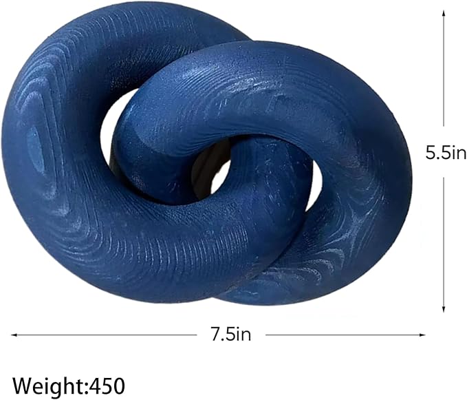 Wood Knot Décor-2 Link Wooden Chain Link Home Decor,Coffee Table Decor Book Shelf Decor Accents Art Decor Living Room Decor Items (Navy Blue)