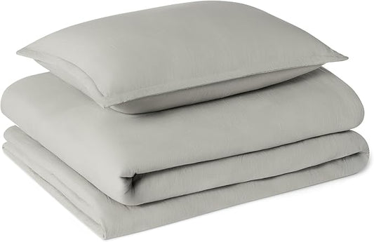 Amazon Basics Brushed Microfiber Comforter Set, Extra Soft with Natural Texture, 2-Piece, Twin/Twin XL, Grey