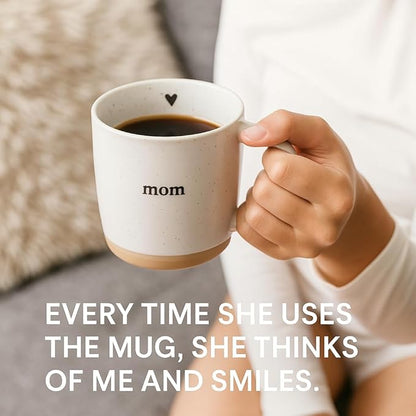 UnBoxMe Mom Coffee Mug, 12 oz Speckled Ceramic Heart Mug, Dishwasher & Microwave Safe, Gift for Mom or Grandma