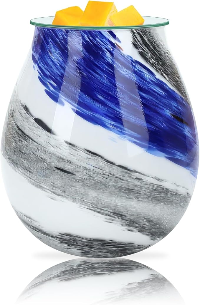 Glass melt Warmer,Electric Wax Burner,Romantic Aroma Warmer for Essential Oils Burner & Premium Wax Melts Burner.(Deep sea Vortex)