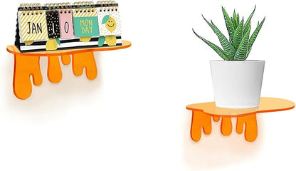SetGame 2-Pack Acrylic Small Wall Shelves - 7 Inch Floating Shelf for Walls, Home Wall Display Ledges for Storage, Room Décor, Small Album & Items Organizer Display