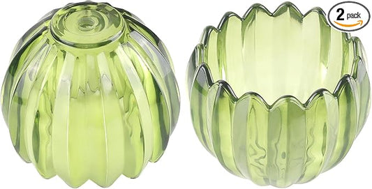 Tulip Lamp Shades Replacement, 5" Dia. * 4.25" H，0.394” Top Hole Green Glass Sconce Shade Heavy and Thick for Table Lamp, 2 Pack