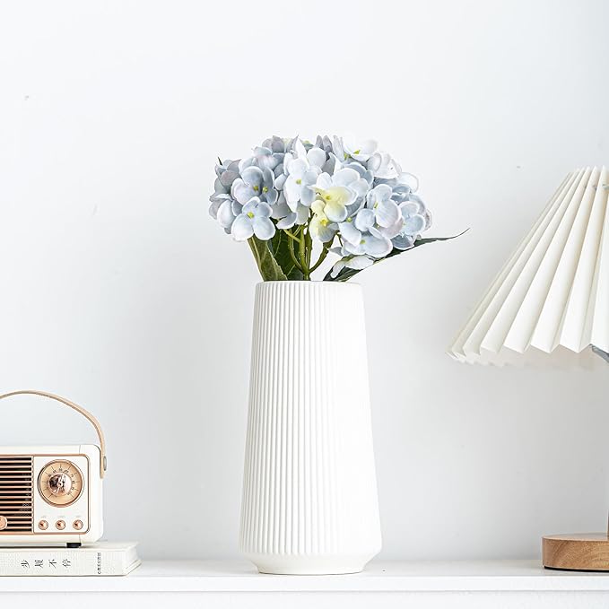 8 inches Modern Simple White Boho Vase for Pampas Grass and Dry Flower, Water Proof Vase for Home Living Room Farmhouse Office Decor