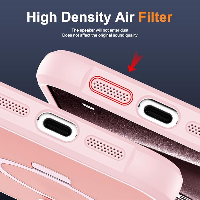 Compatible with iPhone 12 Case & iPhone 12 Pro Case with Invisible Magnetic O-Ring Stand Translucent Phone Cases 6.1" [Compatible with Mag-Safe][Great Grip Feeling], Pink