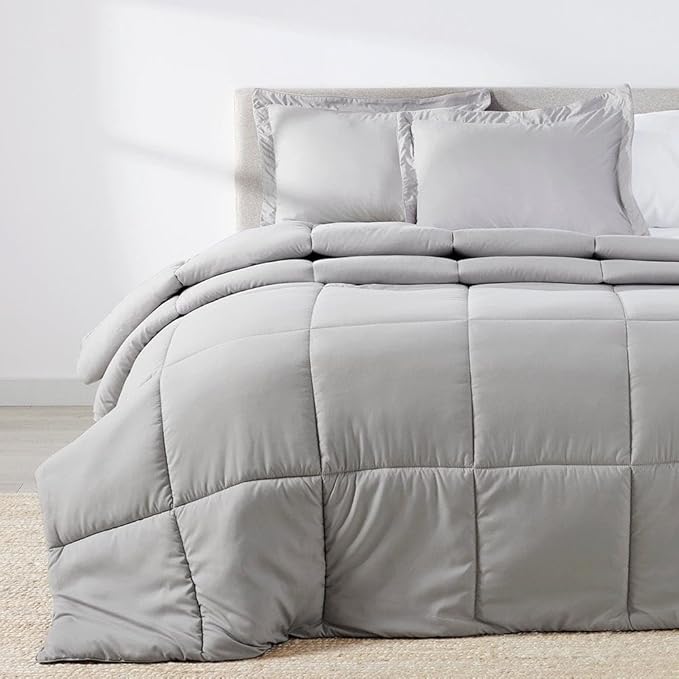 PeachSkinSheets Night Sweats: The Original 1500TC Soft Super Full/XL Full Oversized Comforter Set Brushed Silver