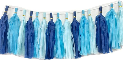 30pcs Paper Tassels Garland Banner Tissue Paper Tassel DIY Hanging Paper Decorations Party Tassel Garland Decor Baby Shower Nursery Wedding Festival Baby Shower Decoration(30, Blue Pack)