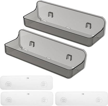 Diesisa 2pc Acrylic Wall Mounted Shower Caddy, Adhesive Shelf, Bathroom Shelves for Wall, Self Adhesive Organizer, No Drilling Hang Walls, for Bathroom, Kitchen, Living Room