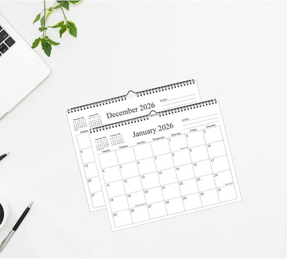 Small Wall Calendar 2026 - Mini Calendar 2026-2027 from January 2026 - June 2027, 18 Months Little Calendar with Premium Paper, 6" x 8", Black