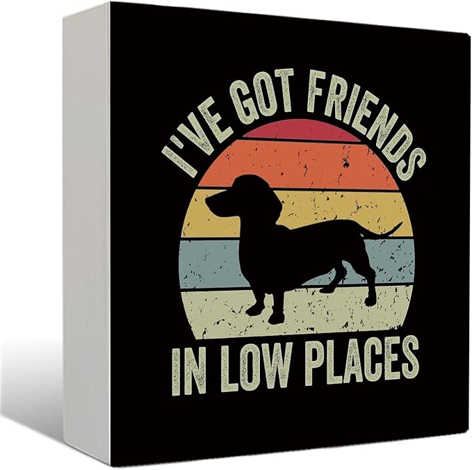 I've Got Friends in Low Places Funny Dachshund Signs - Dachshund Desk Decor, Dachshund Signs for Home Decor, Wiener Dog Decor, Dachshund Gifts for Women, 5X5