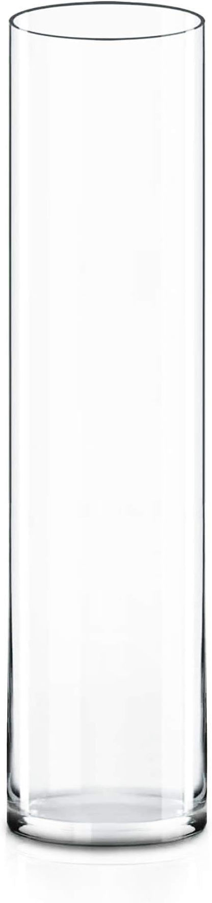 CYS Excel Clear Glass Cylinder Vase (H:20" D:4") | Multiple Size Choices Glass Flower Vase Centerpieces | Hurricane Floating Candle Holder Vase