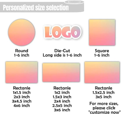 50-1000 Custom Stickers Waterproof Labels with Any Logo Text Name Image Photo Personalized Sticker Roll for Business/Address/Thank You Stickers Customized