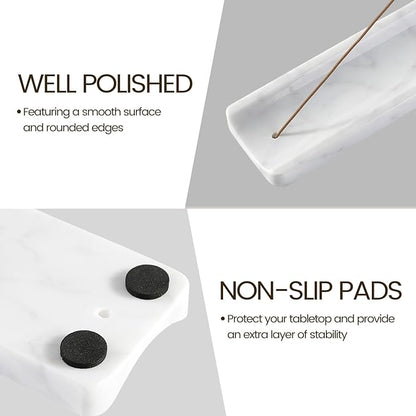 Koville Marble Incense Holder, Incense Holder for Sticks, Incense Sticks Holder Ash Catcher for Meditation Yoga SPA, Natural Stone Incense Burner, Home Table Decor