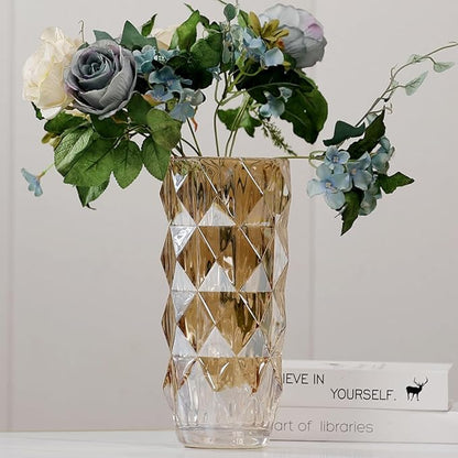 Flower Vase for Decor Glass Gold Vase 11" Tall (Gold)
