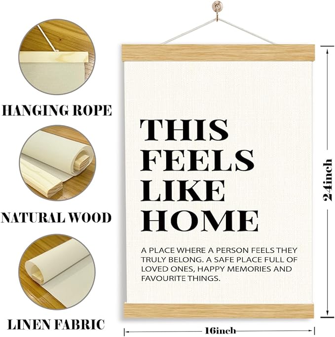 YGSDZY This Feels Like Home Poster, Hanging Canvas Flag for Home Entryway Living Room Kitchen Decor, Canvas Hanging Poster, Wall Decors Art, Door Hanger, Housewarming Decors 11.8 * 15.7