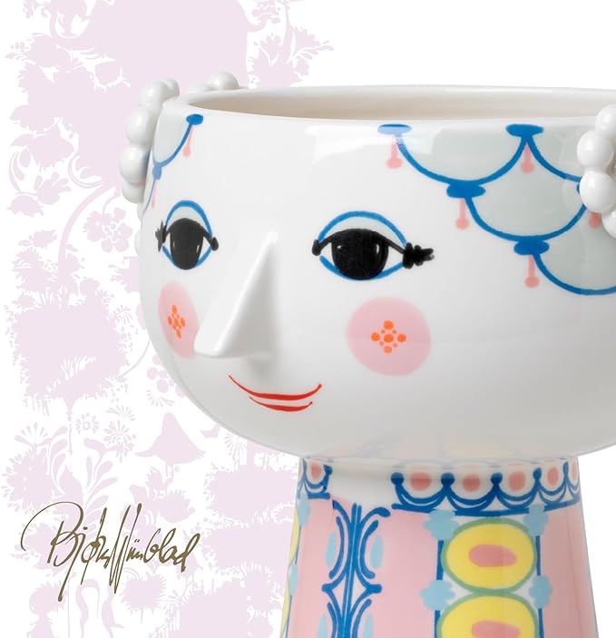 Bjørn Wiinblad Eva Vase – Pink & Blue, 9.1" H | Gift Box Included