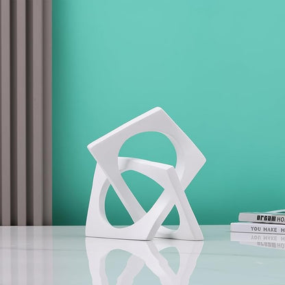 DOVDOV Geometric Cube White Knot Decorations, Geometric Sculptures, Modern Home Decorations for Home Decor Accents, Dining Tables, on Shelves, Consoles, entryway Tabletop centrepieces