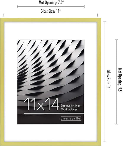 Americanflat 11x14 Picture Frame with Shatter-Resistant Glass - Use as 8x10 Frame with Mat or Display 11x14 Photo Without Mat - Streamline Collection - Thin Border Picture Frames for Wall - Gold