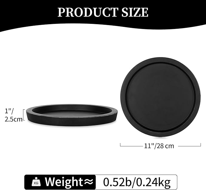 Hanobe Candle Plate Holder Tray: Round Wood Decorative Candle Plate - Rustic Farmhouse CoffeeTable Decor - Tealight Pillar Trays for Home Decor (Black)