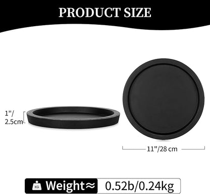 Hanobe Candle Plate Holder Tray: Round Wood Decorative Candle Plate - Rustic Farmhouse CoffeeTable Decor - Tealight Pillar Trays for Home Decor (Black)