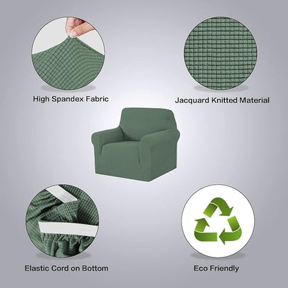 H.VERSAILTEX High Stretch Armchair Cover 1-Piece Rich Jacquard Chair Covers for Living Room Spandex Fabric Sofa Cover for Dogs Stay in Place Machine Washable (Armchair 31"-40": Loden Frost)