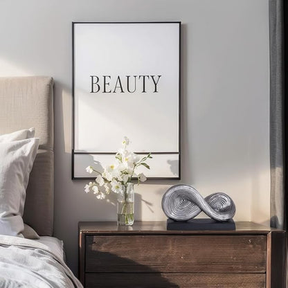 5.5‘’ Infinity Knot Sculpture - Abstract Decorative Object, Modern Infinity Loop Symbol for Home Decor, Knick Knacks for Shelves, Living Room Table, TV Stand, Geometric Coffee Table Statues(Silver)