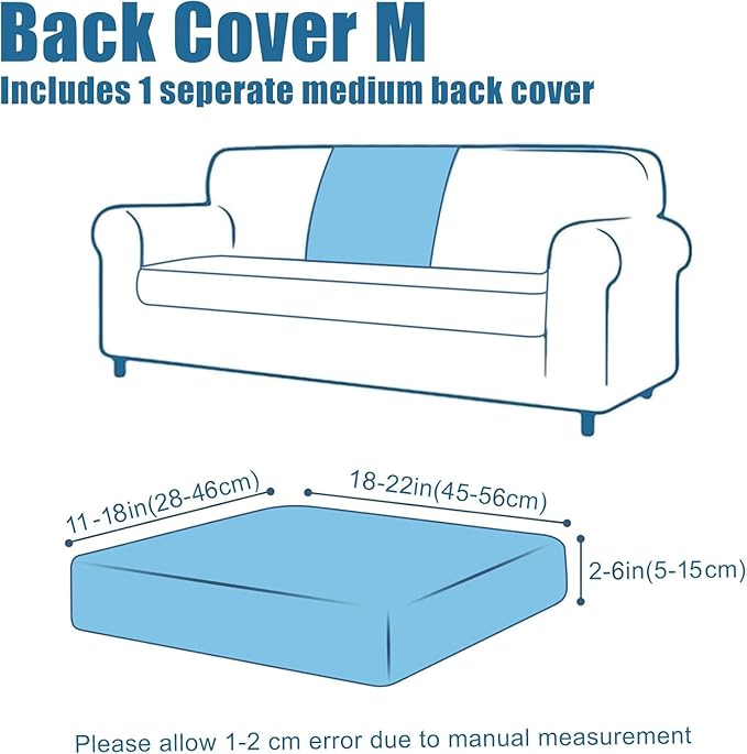 Smiry Waterproof Couch Cushion Covers, Stretch Jacquard Thick Sofa Cushion Covers, Washable Seat Slipcover Elastic Furniture Protector for Pets, Kid (Back Cover M, Navy)