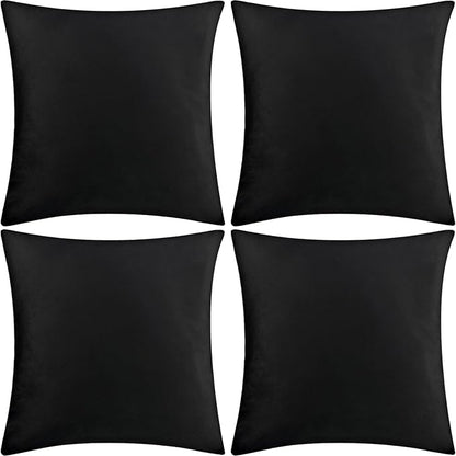 4 Pack 18x18 Pillow Cover Velvet Pillow Covers, Square Throw Pillow Covers for Living Room Decorations Throw Pillow Case, Throw Pillow Cover Cushion Cover for Sofa Bedroom Car, Black Velvet