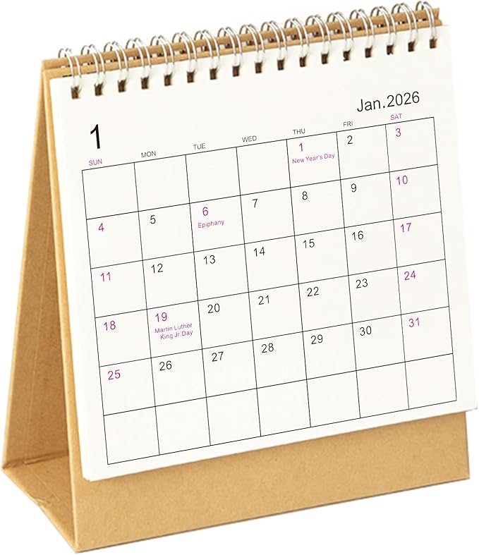 2026 Mini Desk Calendar Monthly Simple Style Flip Calendar 6.5" x 6" (Oct. 2025 to Dec. 2026)