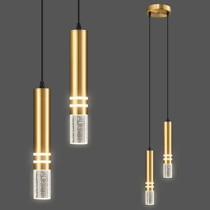 Pendant Lights Kitchen Island, Crystal Pendant Light Fixtures Mini 12W LED Modern Kitchen Pendant Lighting Over Sink and Living Room and Bedroom (Gold 2 Light)