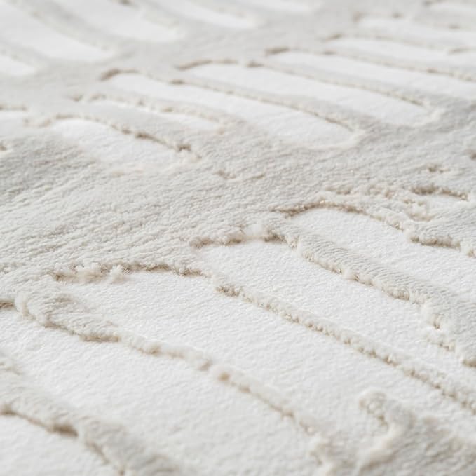 Revival Rugs Shell 2'7"x4'11" Machine Washable Area Rug for Kitchen Bedroom - 100% Recycled Oeko-TEX Certified, Medium Pile, Beige, Cream