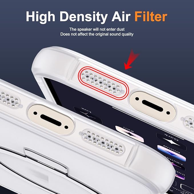 Compatible with iPhone 16E Case with Invisible Magnetic O-Ring Stand Military-Grade Phone Case for iPhone 16E 6.1" 2025 [Compatible with Mag-Safe][Great Grip Feeling],Translucent