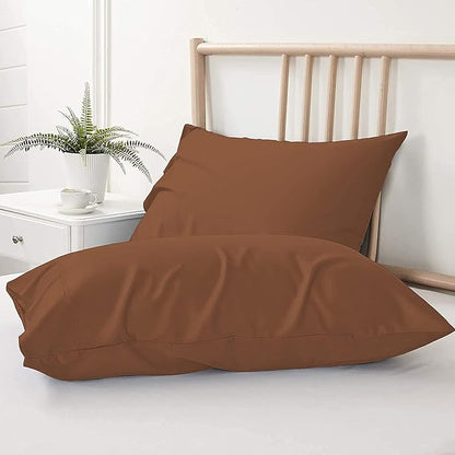 Upgrade Your Bedding Experience with The Made of 100% Cotton Pillow Cases 2 Pack King Pillowcases 20" x 40" Size fits King Pillows. Envelope Closure Chocolate