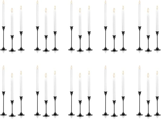Nuptio Black Candlestick Holders 30 Pcs Candle Sticks Holder Metal Tapered Candle Holder Taper Candle Holders for Wedding Christmas Party Celebration Mantel Dinner Home Decoration