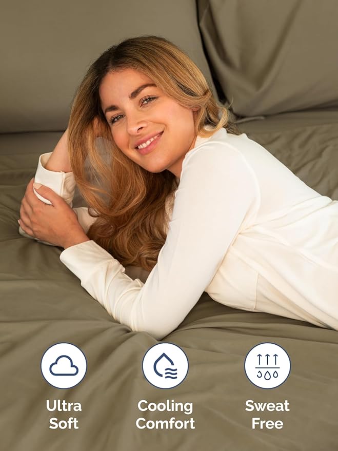 Extra Deep King Sheet Set - 6 Piece Breathable and Cooling Sheets - Hotel Luxury Bed Sheets Set - Easy & Secure Fit - Soft, Wrinkle Free and Comfy Sheets Set - Khaki Sheet Set with Extra Deep Pockets