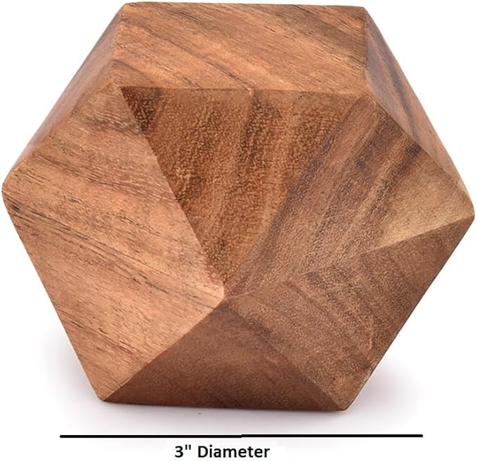 NIRMAN Acacia Wood Decorative Wood Ball for Centerpiece or Individual Use Ideal for Use in Living, Dining Room, Coffee Table Centerpiece Home Décor (3" x 3" x 3"), (Set of 3)