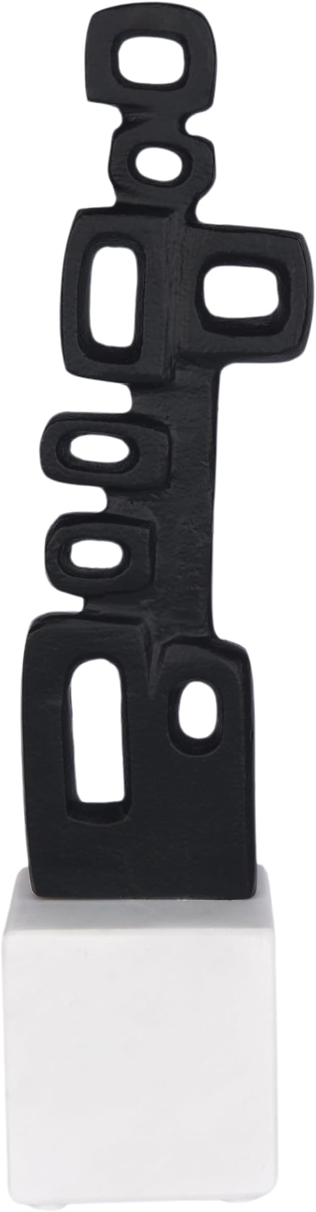 Cruiser’s Caché Abstract Geometric Sculpture, Artisan-Made Cast Aluminum with Black Anthracite Finish, Natural Marble Base, 13"