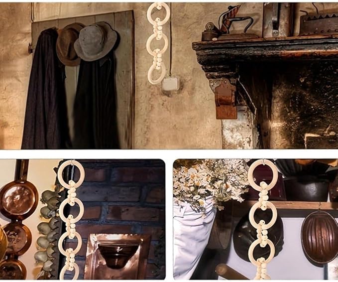 Wood Chain Link Decor, Wooden Chain Craft 4-Link Modern Coffee Table Decor Ornament for Living Room Bookshelf Party Desk Home