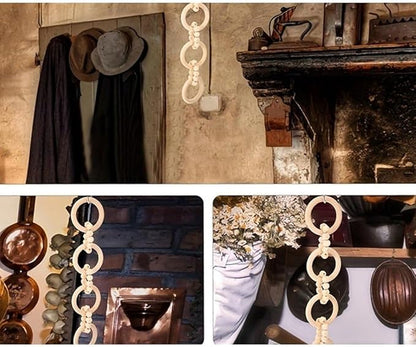 Wood Chain Link Decor, Wooden Chain Craft 4-Link Modern Coffee Table Decor Ornament for Living Room Bookshelf Party Desk Home