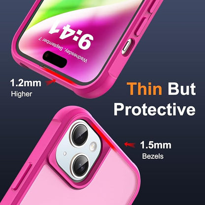 Compatible with iPhone 14 Plus Case with Invisible Magnetic O-Ring Stand Military-Grade Translucent Case for iPhone 14 Plus 6.7" [Compatible with Mag-Safe][Great Grip Feeling], Rose