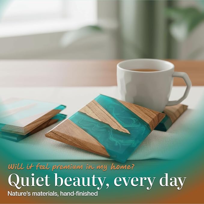 Beautiful Epoxy Resin and Wood Coaster Set - Ideal for Tabletop Protection -Enhance Your Coffee Table Decor - (Raw Edge)
