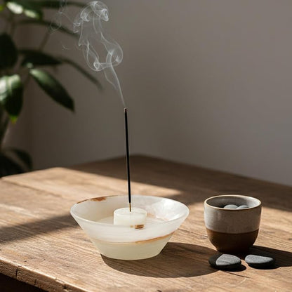 Radicaln Marble Incense Holder 5.5" Inches White Onyx Handmade Incense Stick Holder for Living Room Décor, Ideal Incense Holder Marble Ashtray & Palo Santo Holder for Home Décor