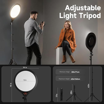 Ring Light Tripod for iPhone, 14" Selfie Ring Light with 63" Tripod Stand and Phone Holder, Professional LED Ringlight for Video Recording, Streaming, Photography, Makeup, Barber, YouTube, TikTok
