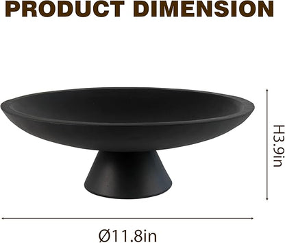 Large Modern Decorative Bowl for Home Decor Fruit Organic Catch All Key Kitchen Entryway Shelf Coffee Table With Pedestal,Black