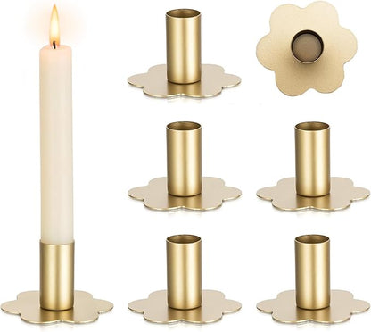 Candlestick Holders Taper Candle Holders: 6Pcs Gold Candlestick Holder Table Brass Candlestick Holders Candle Sticks Holder Decor Home Flower Candle Holder Wedding Cute Small Candle Holders