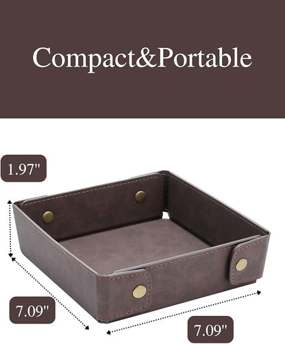 CASIRENA Father's Day Gifts Faux Leather Valet Tray Organizer for Men - Catch-All Tray for Entryway Table Key, Wallet, Watch, Coin Change, Phone, Dresser EDC Dump Jewelry, Bedside Nightstand Desk-top