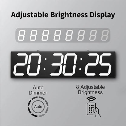 28.5‘’ Double Sided Digital Wall Clock, Multifunctional Led Countdown Clock with Timer, Temperature and Date Display, Hanging Digital Clock Large Display for Corridors, Hospitals (White)
